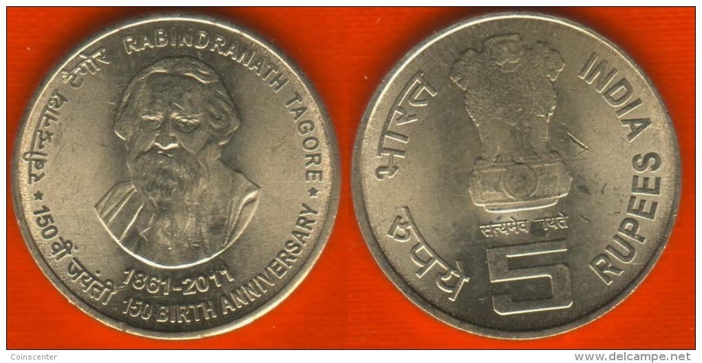 India 5 Rupees 2010 Km#new "Rabindranath Tagore" - India