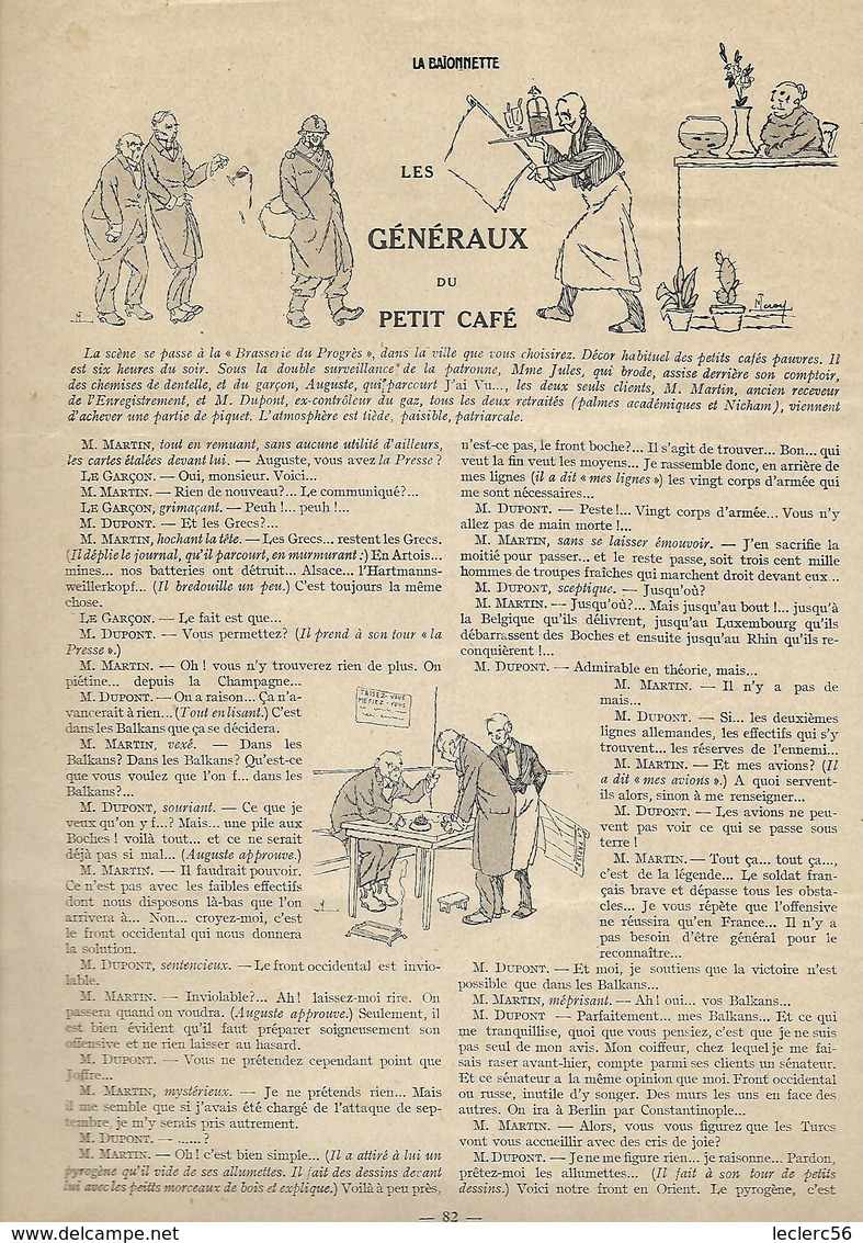 WW1 REVUE LA BAIONNETTE 17 02 1916 N° 33 16 PAGES  DESSINS DE HENRIOT POULBOT ORDNER ROUSSEAU FONTAN, ETC... - 1914-18