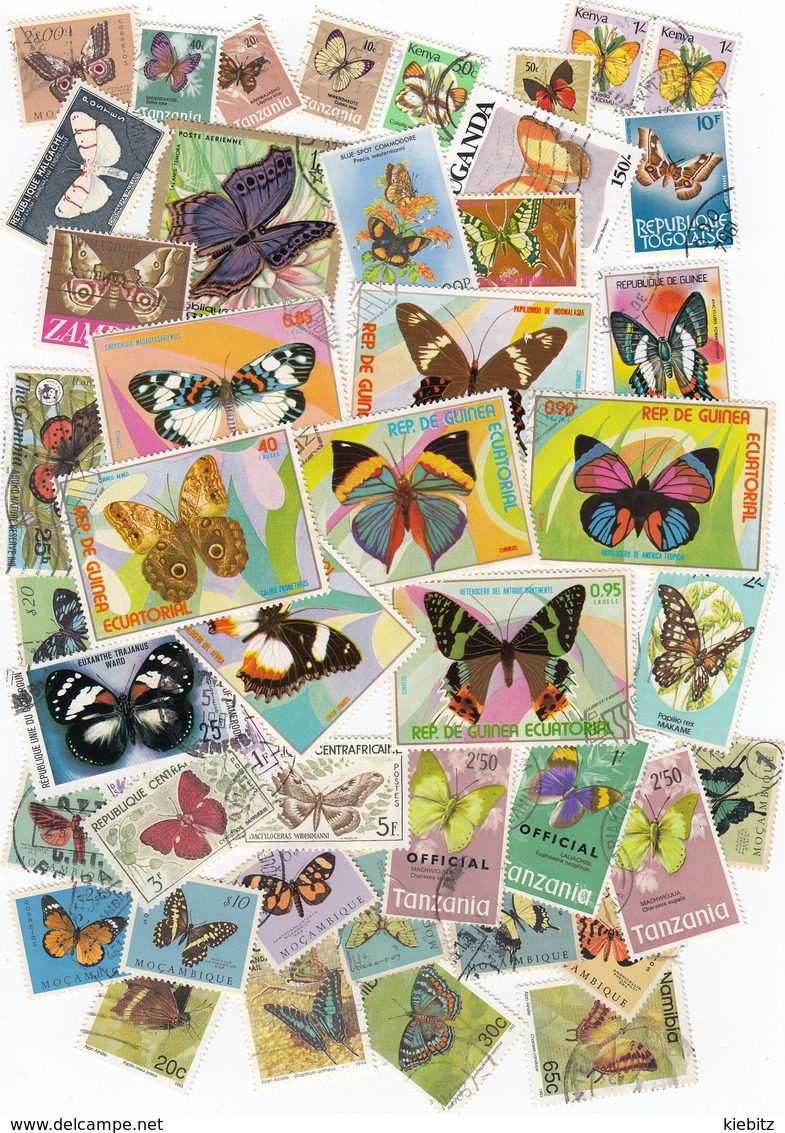 Schmetterlinge, Butterflies - MiNr: Partie Aus Afrika 45 Verschiedene Mit Kompl. Satz  Used - Schmetterlinge