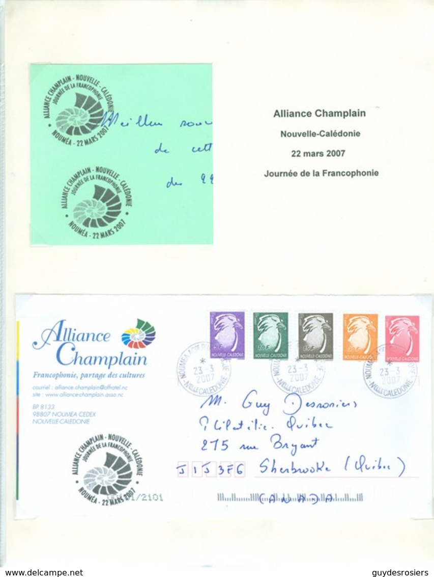 Alliance Champlain; Francophonie. Journée De La Francophonie. FRAIS De POSTE (6982) - Storia Postale