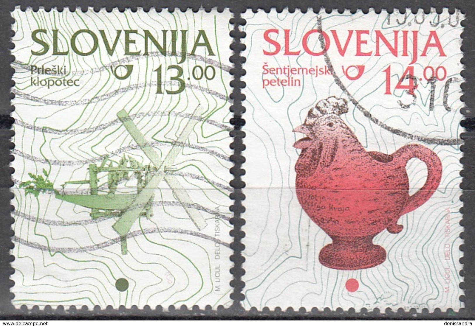 Slovenija 1997 Michel 204 - 205 O Cote (2006) 0.50 Euro Epouvantail Et Cruche De Vin Cachet Rond - Slovénie