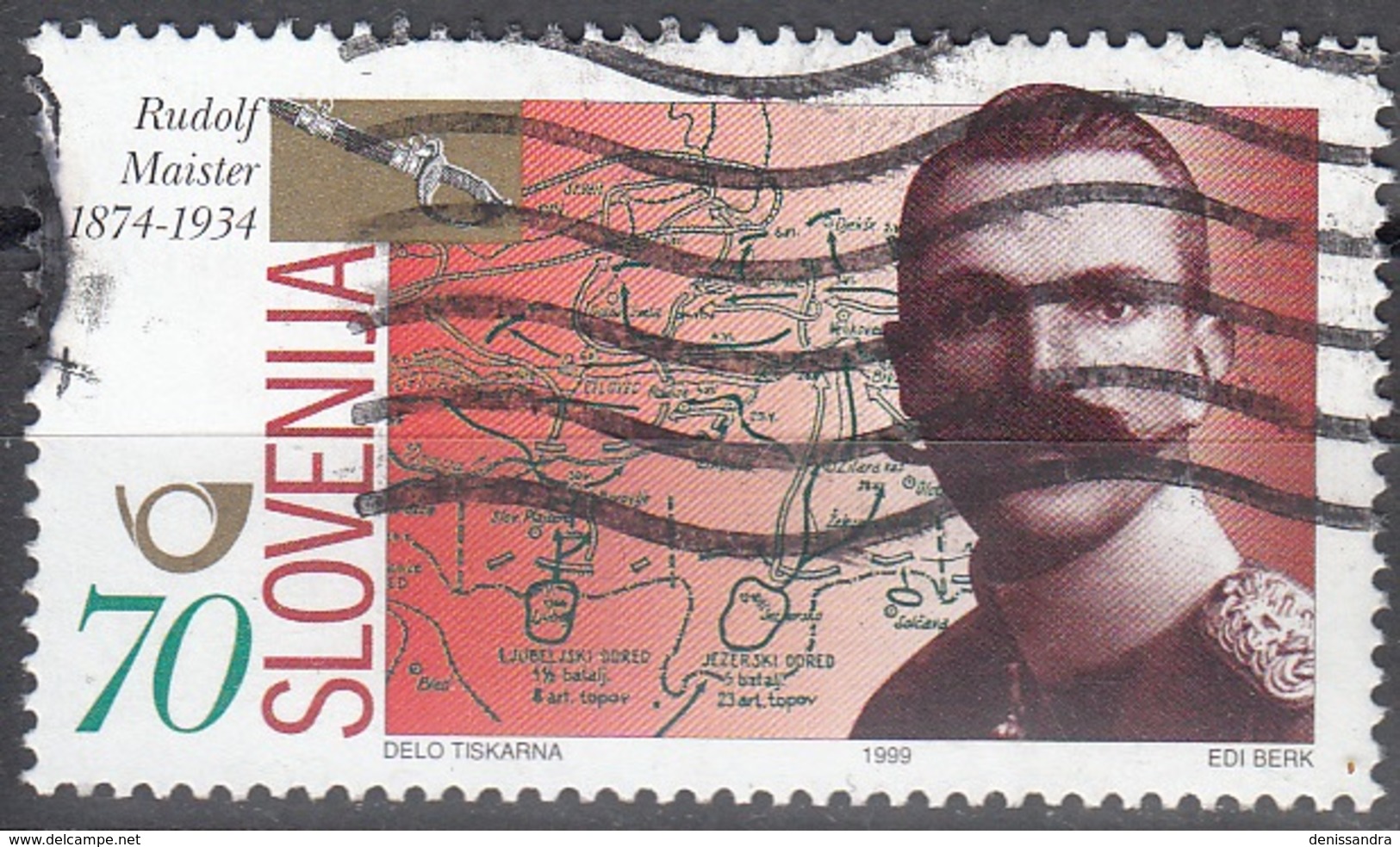 Slovenija 1999 Michel 249 O Cote (2006) 0.90 Euro Rudolf Maister Général Et Poète Cachet Rond - Slovénie