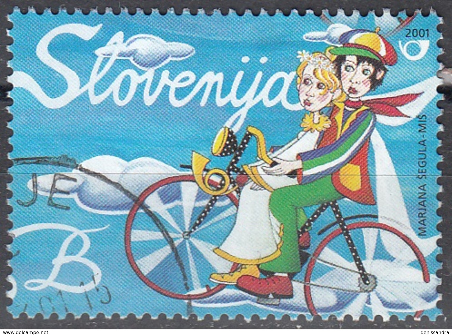 Slovenija 2001 Michel 337 O Cote (2006) 0.50 Euro Couple Avec Vélo Cachet Rond - Slovénie