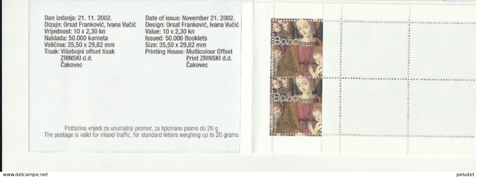 CROATIA - CHRISTMAS 2002 - BOOKLET ** - Mi 626, Sn 504, Yt 591, Sg 710, AFA 702, Cro:HR 448 - Croacia