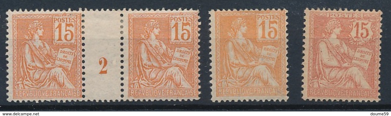 CZ-232: FRANCE: Lot Avec  Type "MOUCHON" N°117 Mill 2*-117**GNO-125** - 1900-02 Mouchon