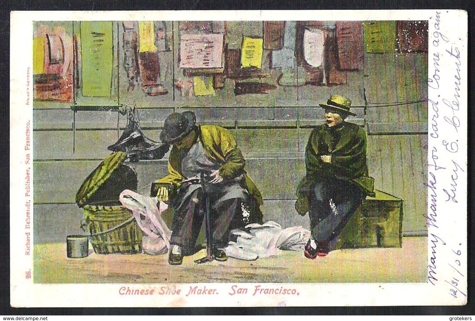 SAN FRANCISCO 1907 Chinese Shoe Maker. Sent To Belgium. - San Francisco