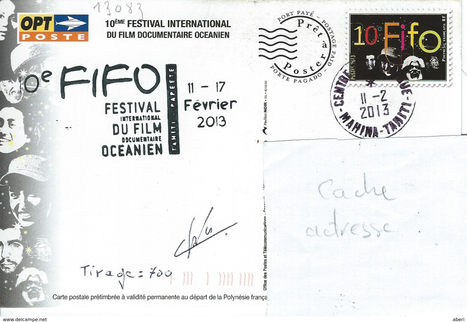 13083  10é Festival Du FILM OCÉANIEN - TAHITI - POLYNÉSIE FRANÇAISE - Lettres & Documents