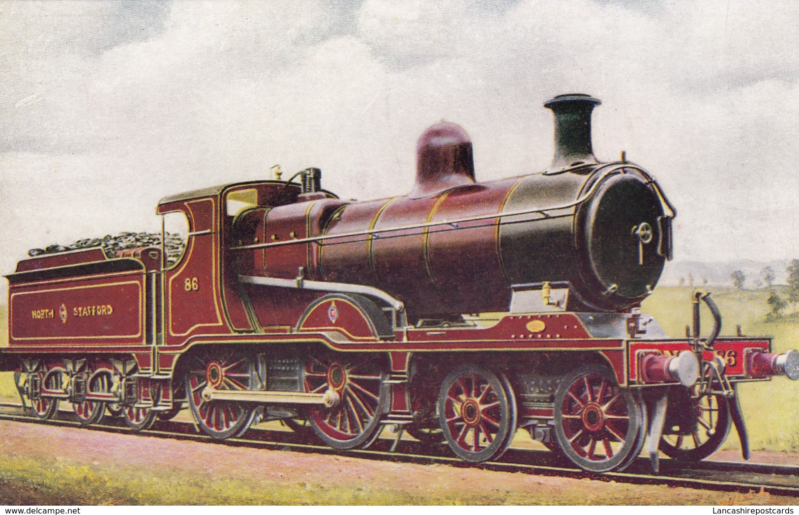 Postcard North Stafford Steam Train 4 4 0 No 86 By Ian Allan My Ref  B13549 - Trains