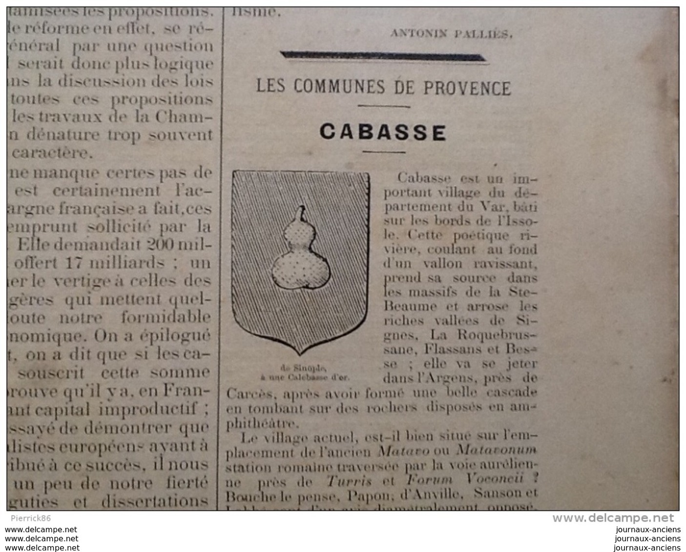 1894  CABASSE ( Var )  - LETTRE D'UN PROVENÇAL - PATHOLOGIE PROVENÇAL - CHÂTEAU DE TARASCON - Claude François ACHARD - 1850 - 1899