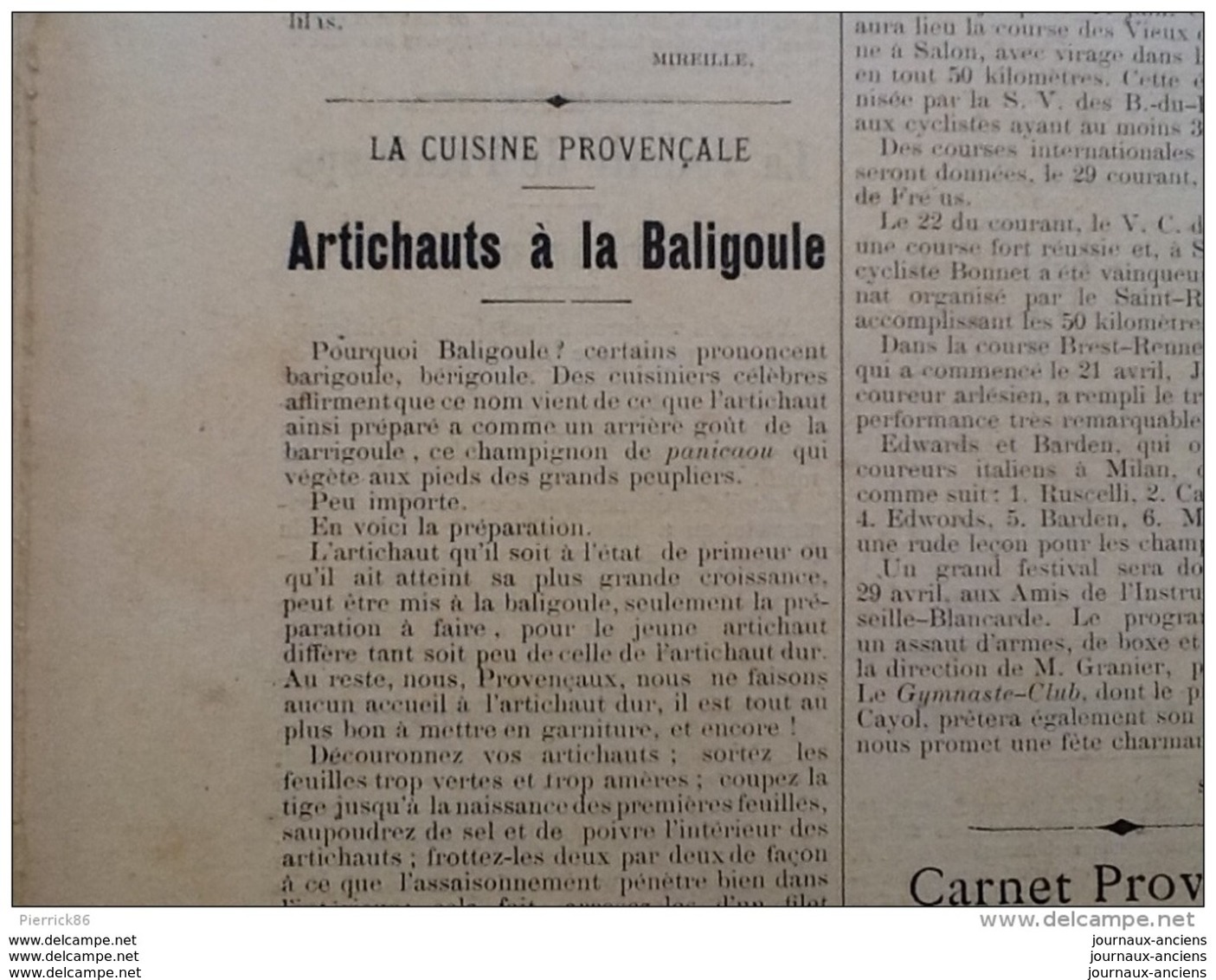 1894  CABASSE ( Var )  - LETTRE D'UN PROVENÇAL - PATHOLOGIE PROVENÇAL - CHÂTEAU DE TARASCON - Claude François ACHARD