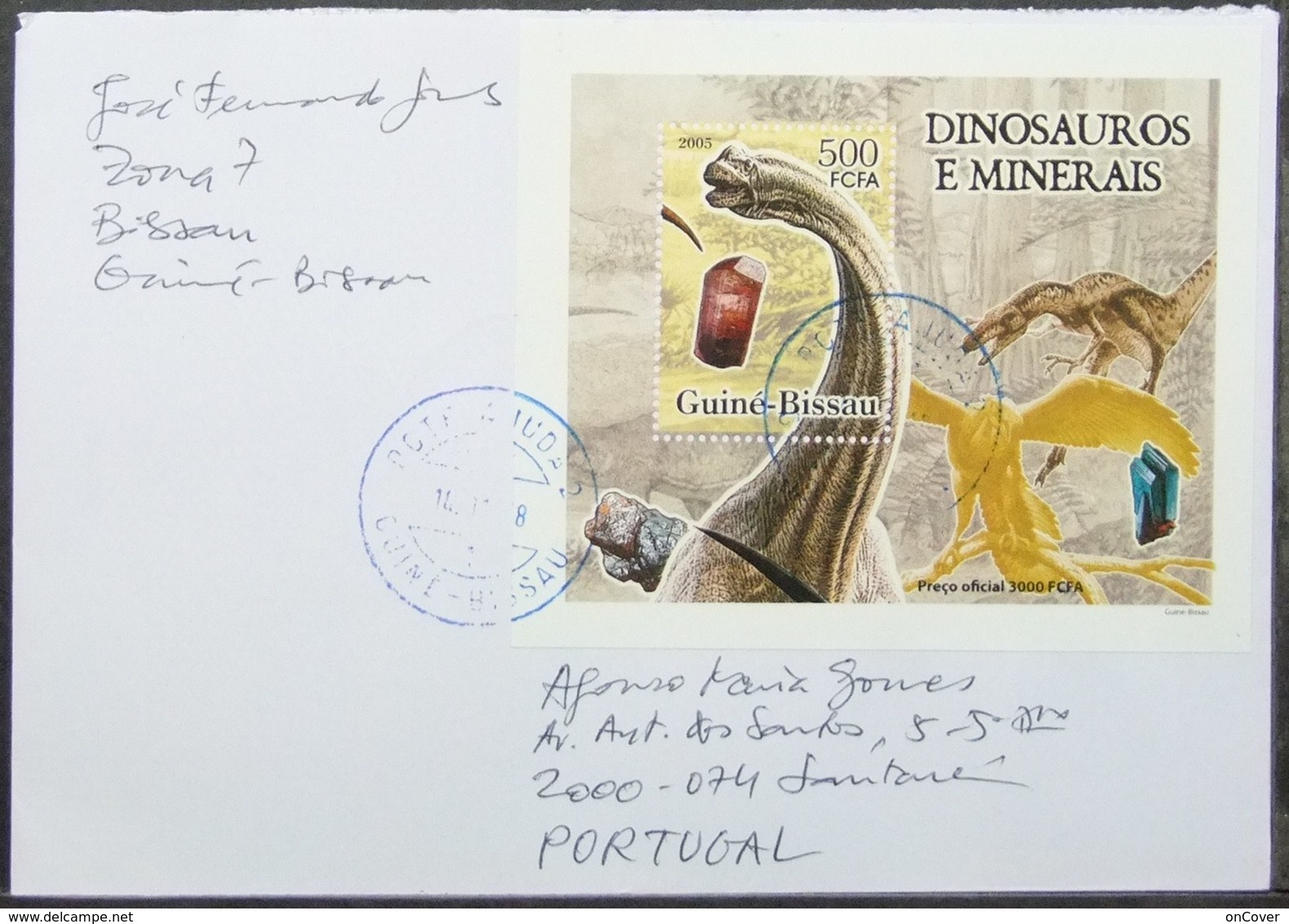 Guine-Bissau - Cover To Portugal Minerals Dinosaur Proof Perforate & Imperforate - Preistorici