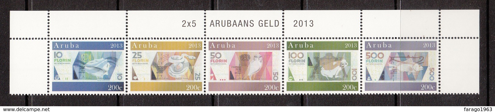 2013 Aruba Paper Money  Complete Set Of 5 MNH @75% FACE VALUE - Curacao, Netherlands Antilles, Aruba