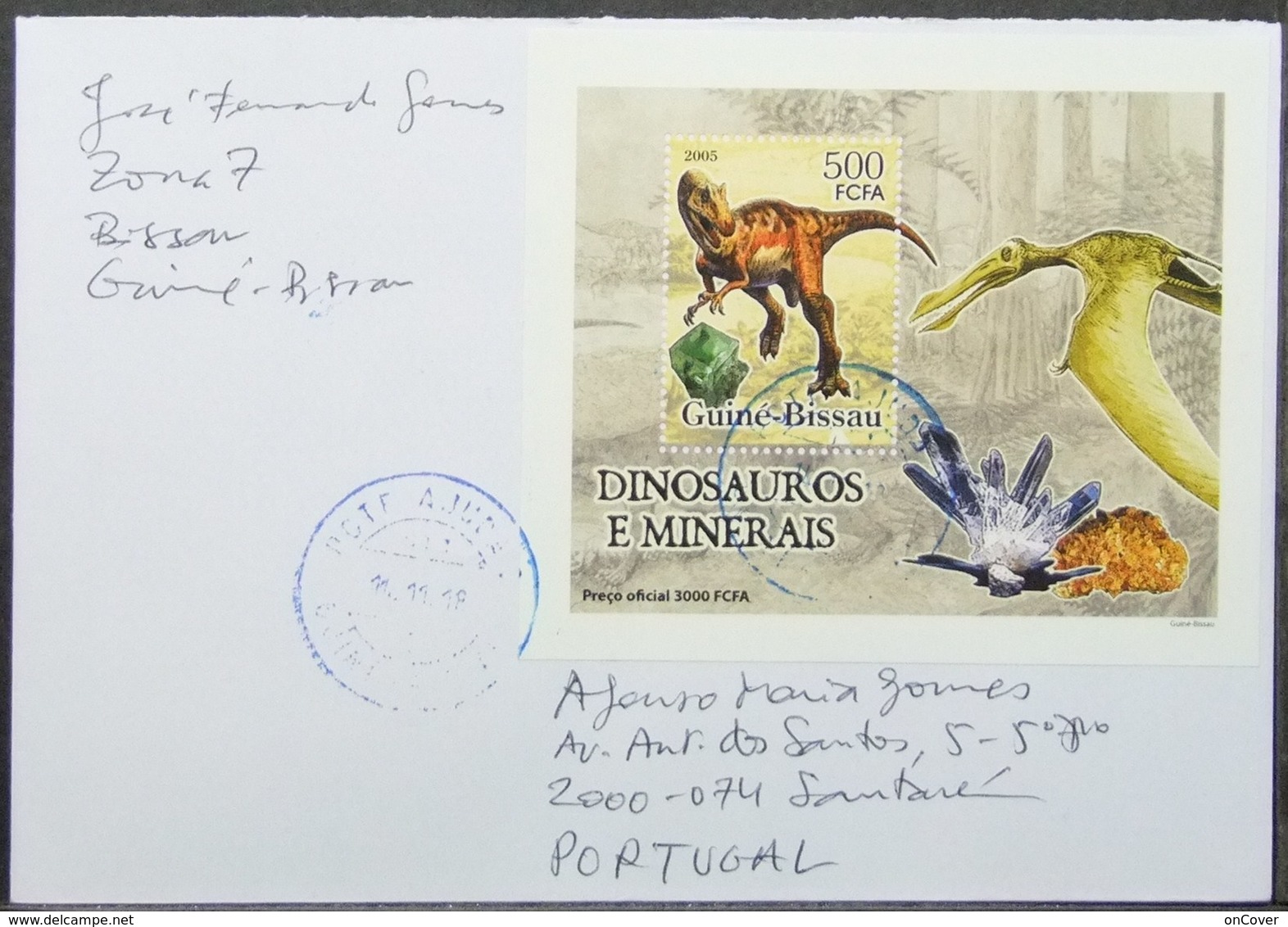 Guine-Bissau - Cover To Portugal Minerals Dinosaur Proof Perforate & Imperforate - Minerali