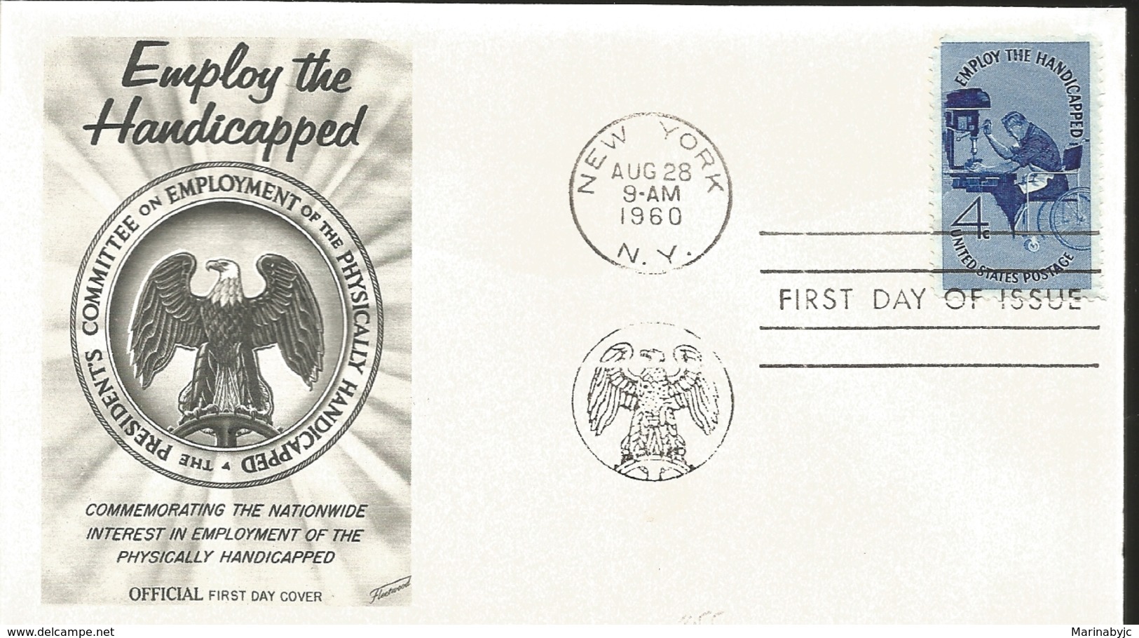 J) 1960 UNITED STATES, MASONIC GRAND LODGE, THE PRESIDENT'S EMPLOY THE HANDICAPPED, COMITTEE ON EMPLOYMENT OF THE PHYSIC - Covers & Documents