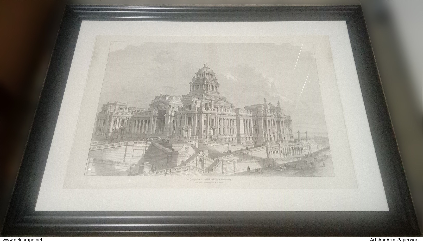Paleis Van Justitie Brussel/ Palais De Justice Bruxelles, 1883, 77 Cm X 58 Cm - Estampes & Gravures