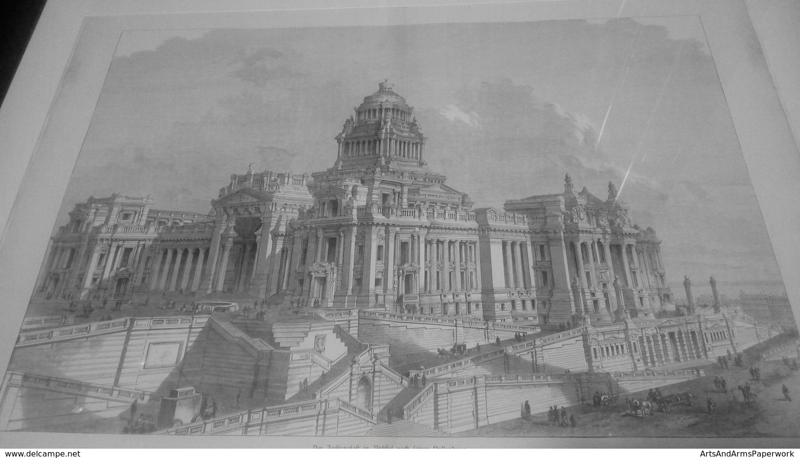 Paleis Van Justitie Brussel/ Palais De Justice Bruxelles, 1883, 77 Cm X 58 Cm - Estampes & Gravures