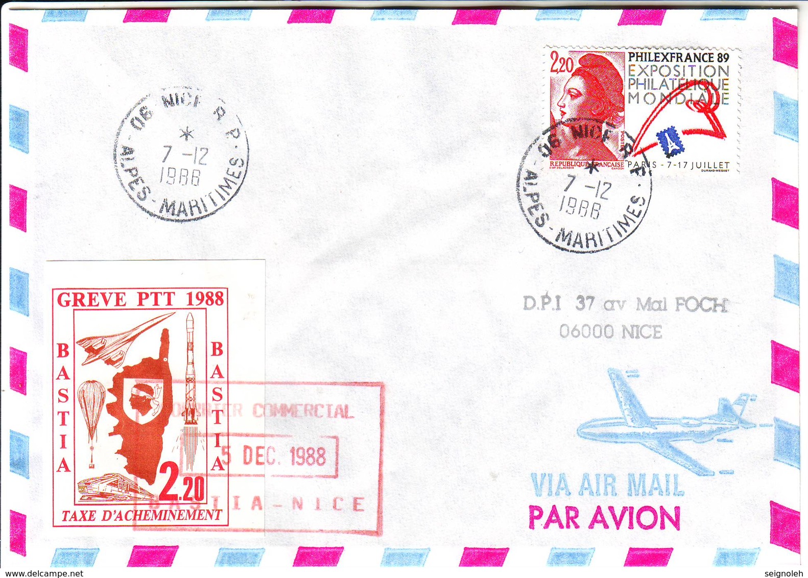 GREVE DE 1988 , Lettre CHAMBRE DE COMMERCE De BASTIA CORSE - 1961-....