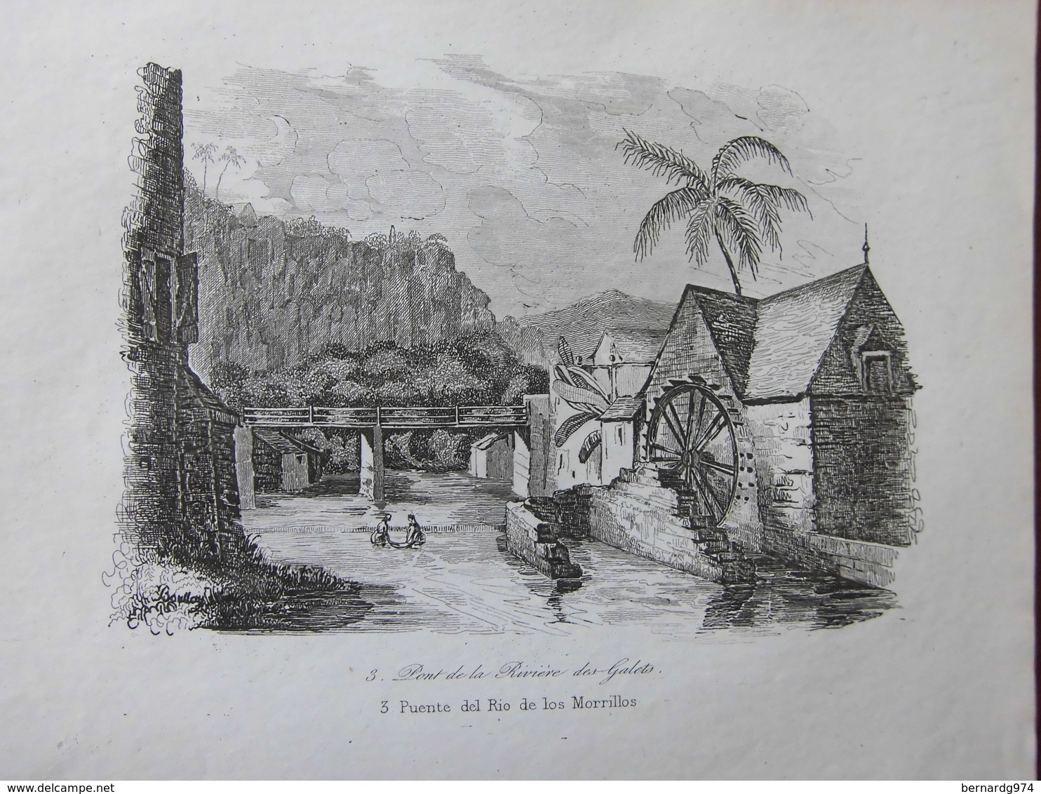 Réunion et Madagascar : Deux Documents De 1834 Par Sainson « Pont De La Rivière Des Galets» Et « Madécasse En 1656 » - Documents Historiques