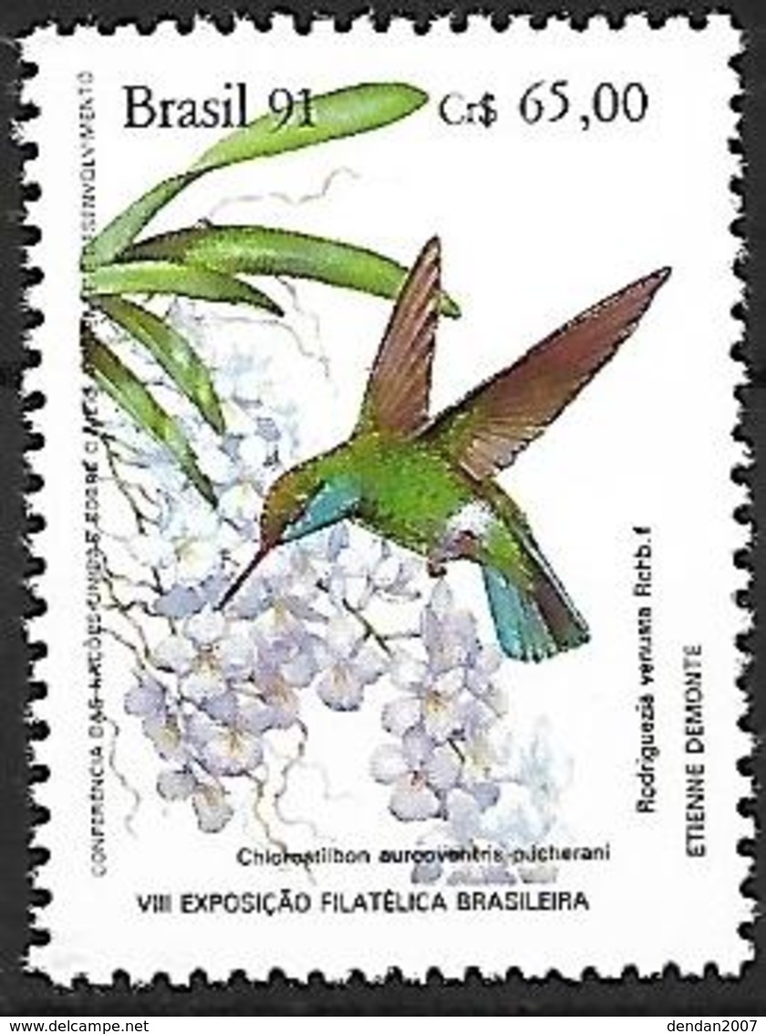 Brazil - MNH - 1991 -   Glittering-bellied Emerald    Chlorostilbon Lucidus - Kolibries