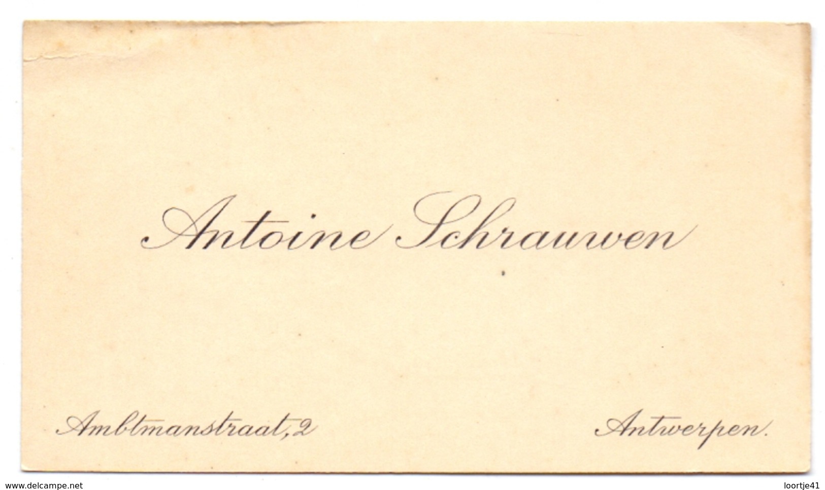 Visitekaartje - Carte Visite - Antoine Schrauwen - Antwerpen - Cartes De Visite