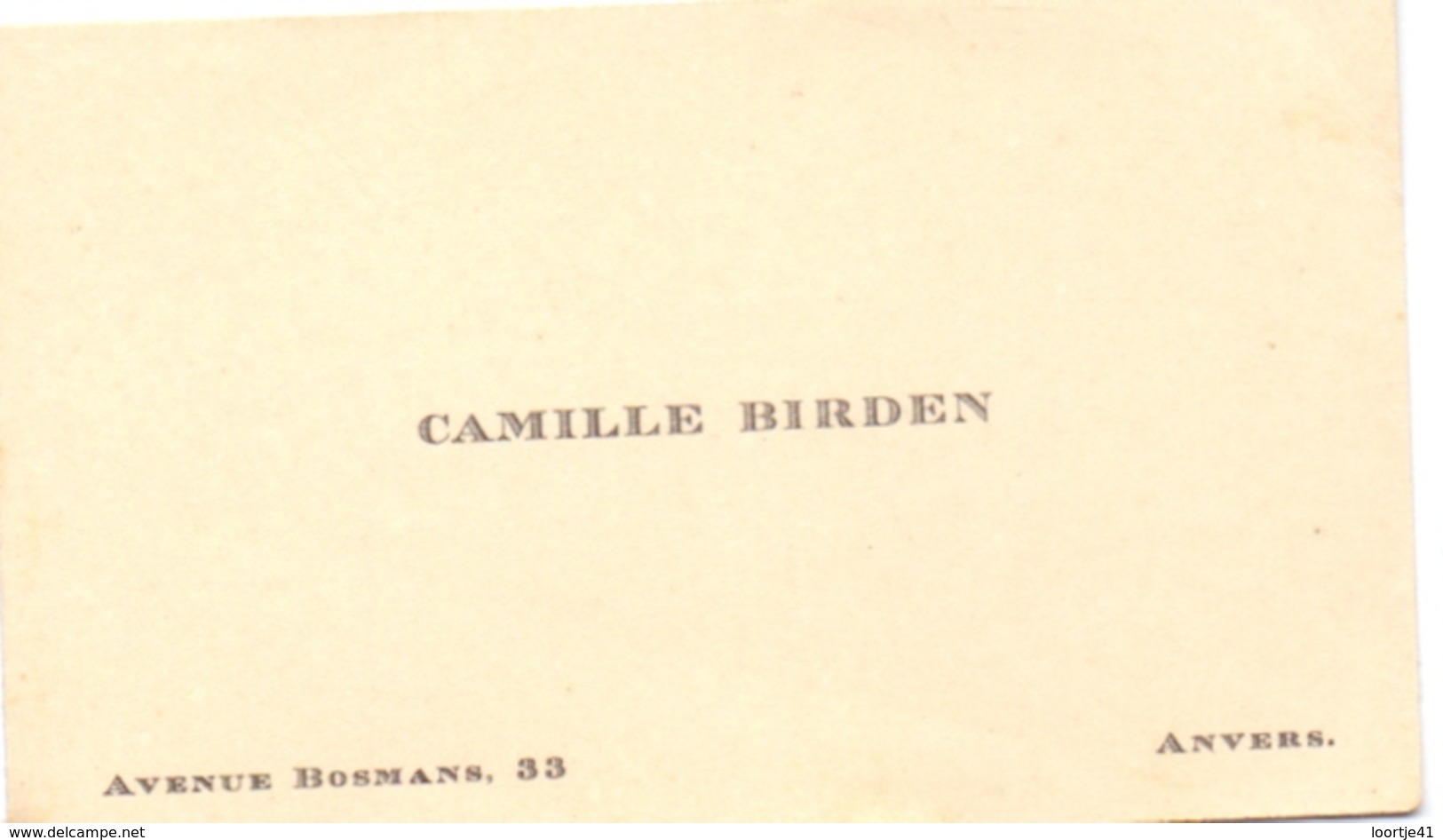 Visitekaartje - Carte Visite - Camille Birden - Anvers - Antwerpen - Cartes De Visite