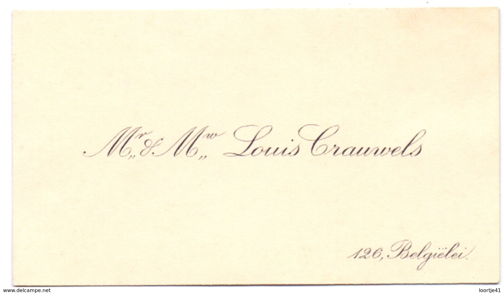 Visitekaartje - Carte Visite - Mr & Mw Louis Grauwels - Antwerpen - Visiting Cards