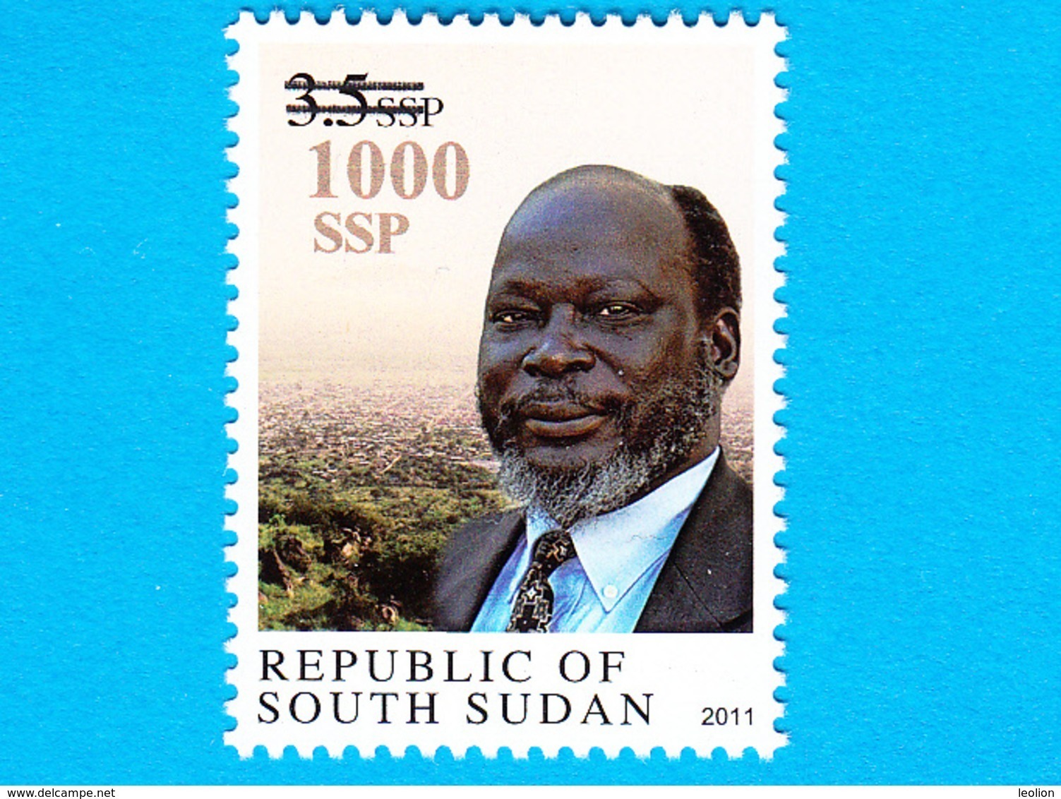 SOUTH SUDAN Surcharged Overprint On 3.5 SSP Dr John Garang Stamp Of The 1st Set SOUDAN Du Sud Südsudan - South Sudan