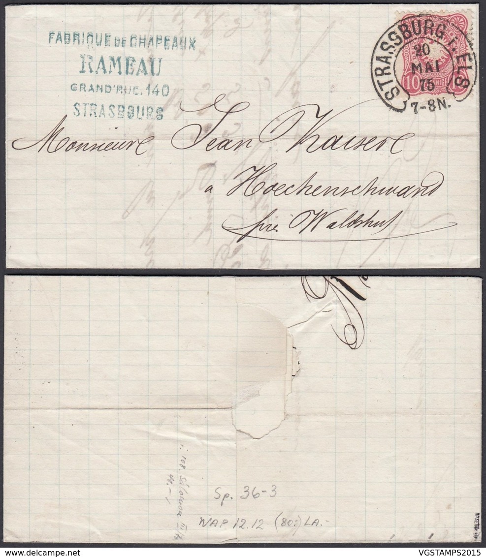 ALSACE  LETTRE AFFR ALLEMAND OBL "STRASSBOURG.I.ELS" 20/05/1875 (8G35203) DC-3893 - Autres & Non Classés