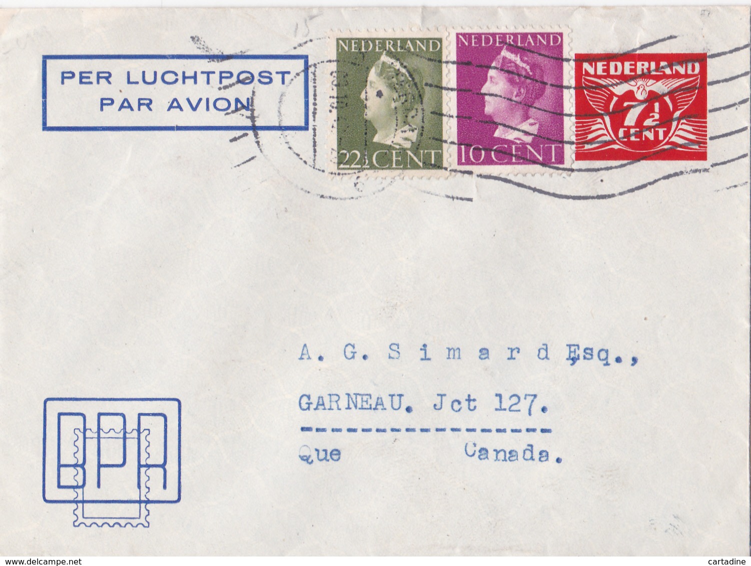 Nederland - Entier Postal Stationery - Lettre Par Avion - E.P. + Timbres N° 334 Et 338 - 1947 - Entiers Postaux