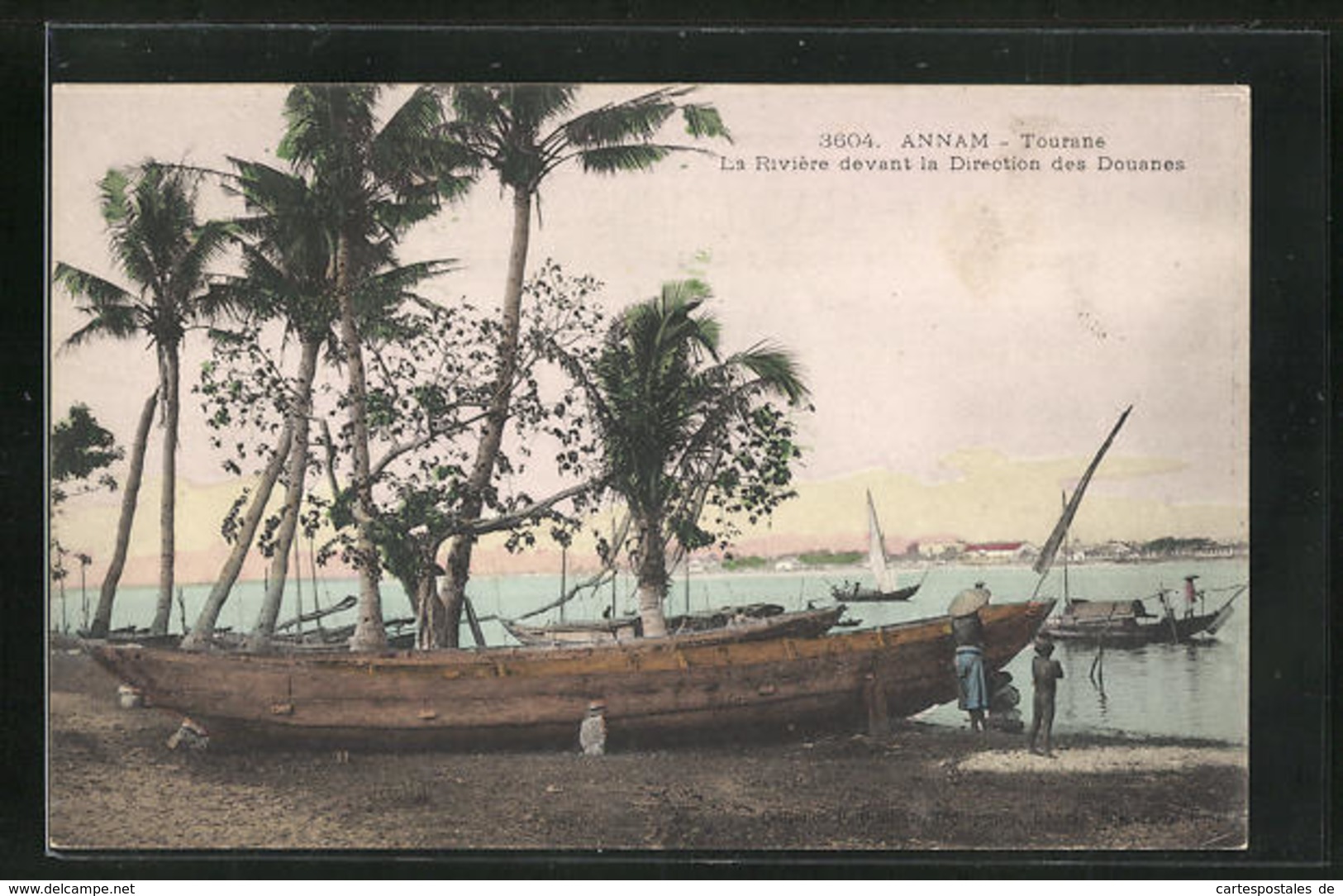 AK Tourane, La Rivière Devant La Direction Des Douanes, Boote - Vietnam