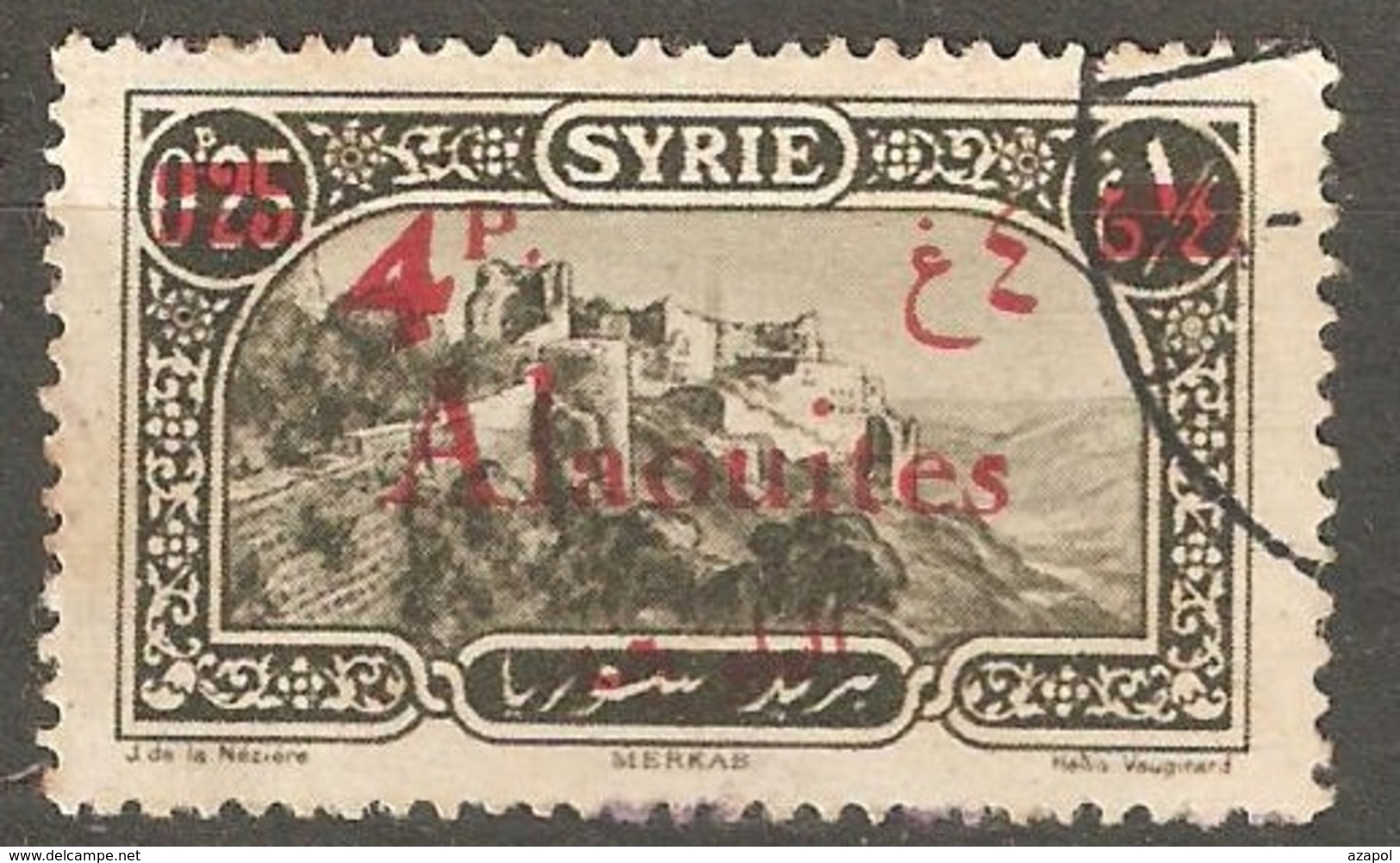 Alaouites: One Used Stamp, Double Overprint, 1926/1928, Mi#49 - Autres - Asie