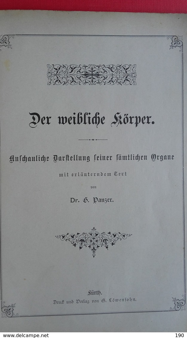 Dr.G.Panzer:Der Weibliche Korper-Furth - Livres Anciens