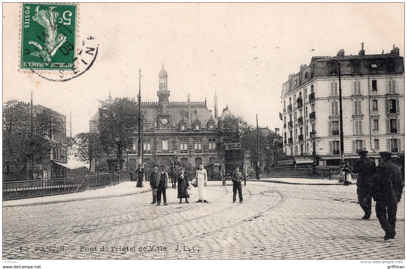 PANTIN PONT DE L'HOTEL DE VILLE 1908 TBE - Pantin