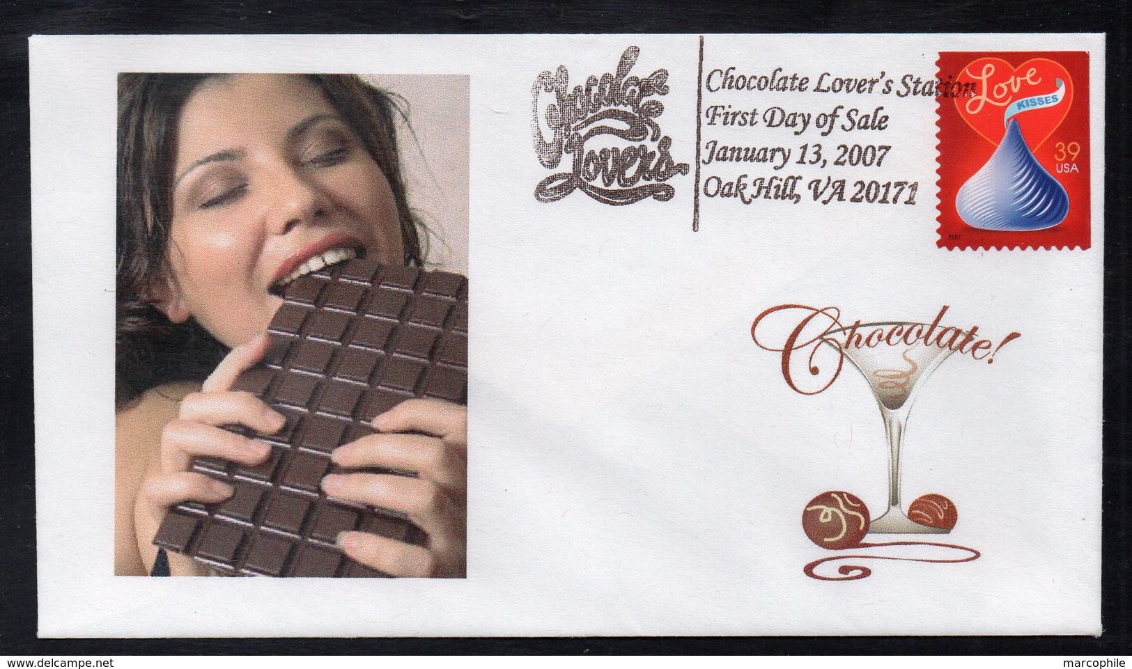 CHOCOLAT - CACAO - COCOA - CHOCOLATE / 2007 USA - OBLITERATION SUR ENVELOPPE ILLUSTREE (ref 1035) - Alimentación