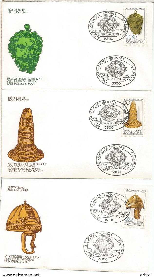 ALEMANIA FDC X 3 ARQUEOLOGIA ARTE CULTURA ANTIGÜEDAD - Arqueología