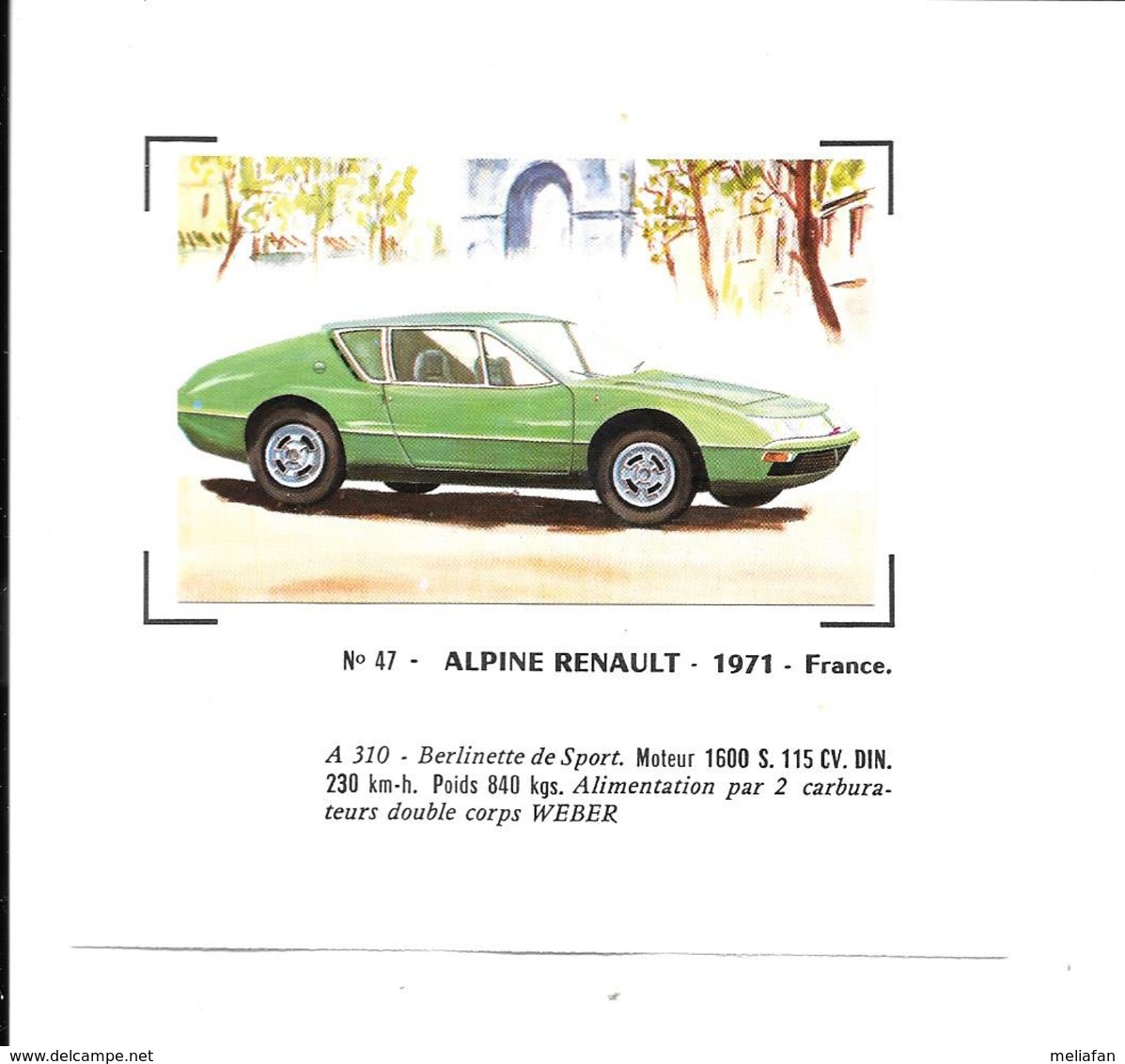 BW83 - IMAGE CHADENAC - ALPINE RENAULT - COLLEE SUR PAPIER - Cars