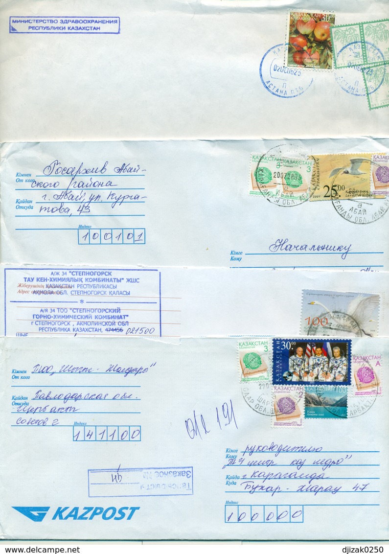 Kazakhstan.Four Envelopes Past The Mail. Two Envelopes Registered. - Kazakhstan