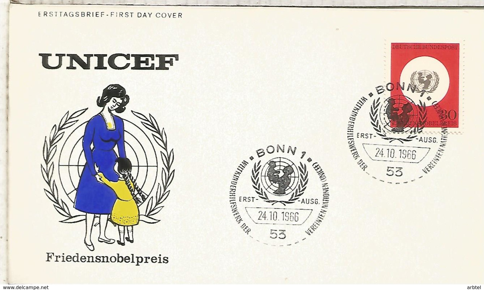 ALEMANIA FDC 1966 UNICEF - UNICEF