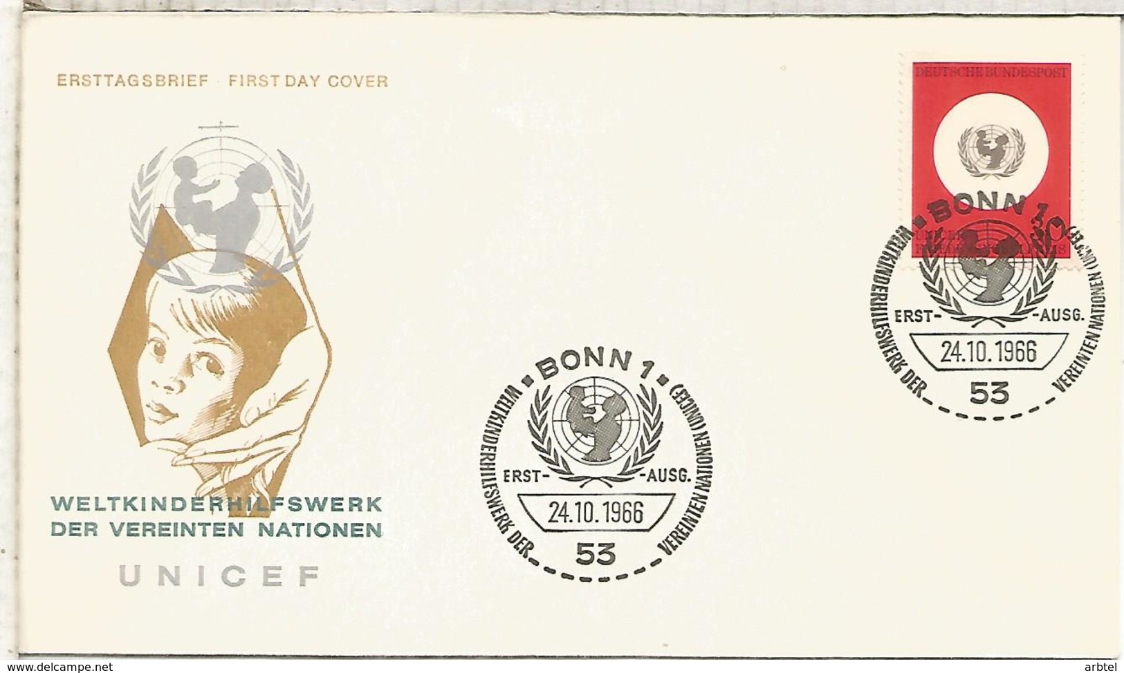 ALEMANIA FDC 1966 UNICEF - UNICEF