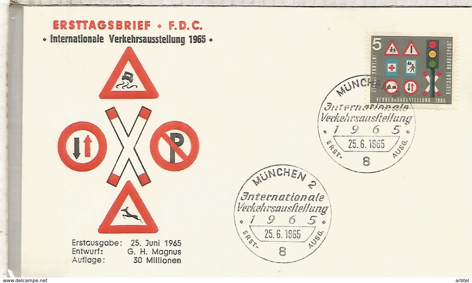 ALEMANIA FDC 1965 TRANSPORTE SEGURIDAD VIAL ROAD SAFETY - Accidentes Y Seguridad Vial