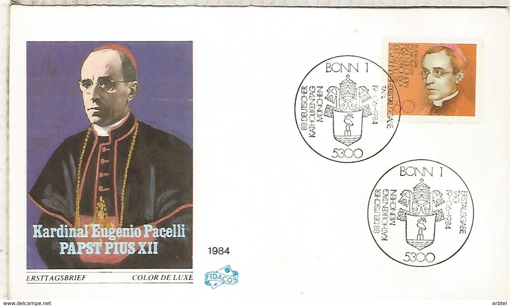 ALEMANIA FDC 1984 RELIGION PAPA PIO XII POPE - Papas