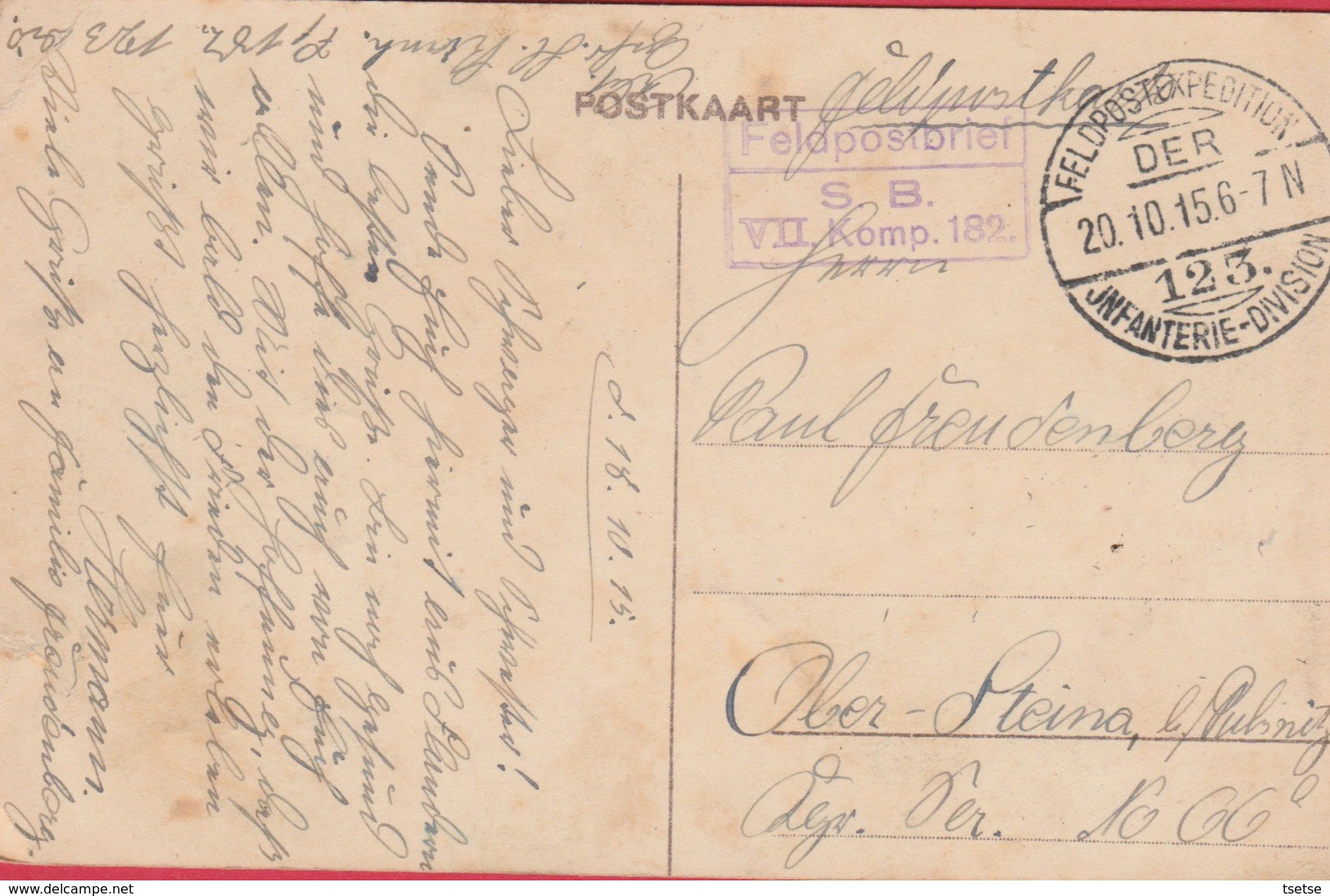 Wijtschate - Gemeenteschool - Feldpost 1915 (verso Zien ) - Heuvelland