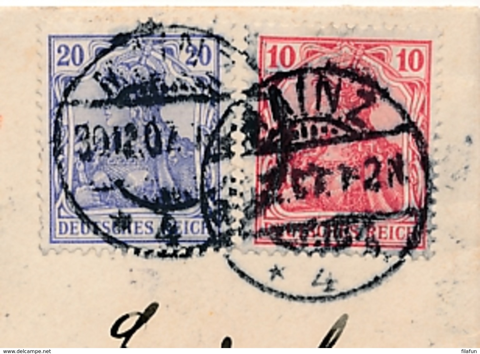 Deutschland - 1907 - 10 & 20Pf Germania On R-cover From Mainz To Böhmen - Brieven En Documenten