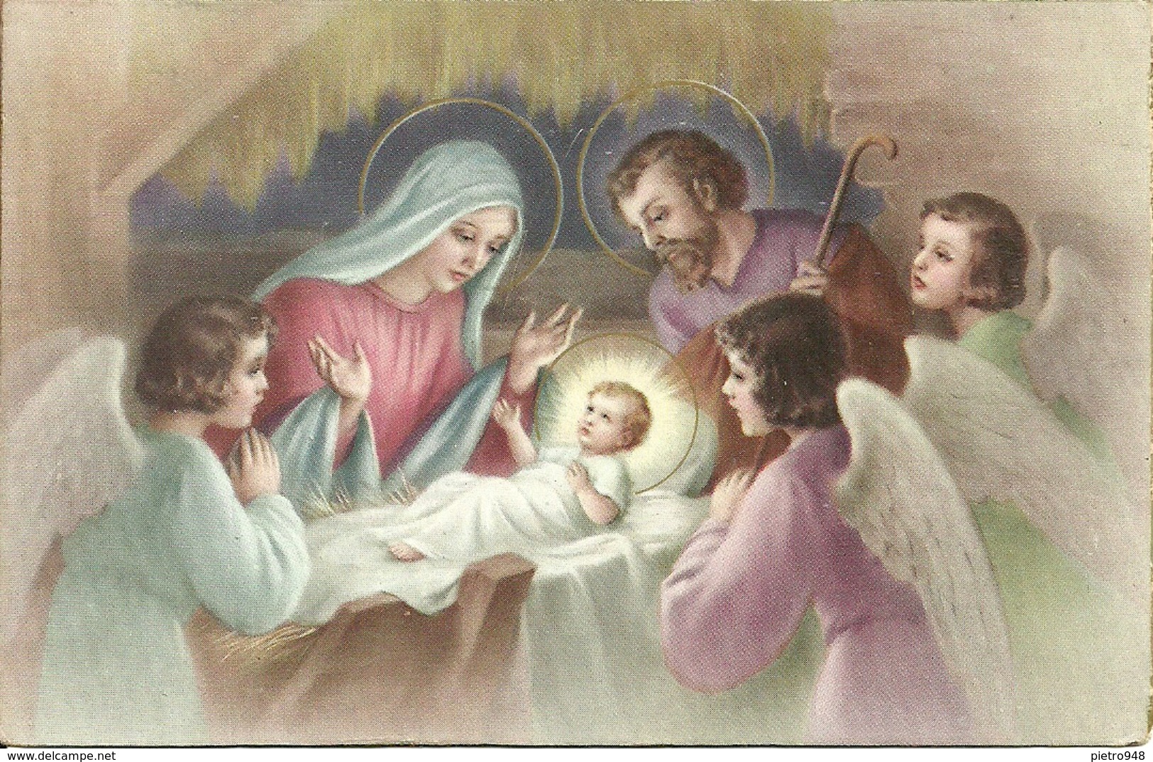 Cartolina "Buon Natale", Sacra Famiglia Con Angeli (S14) - Altri & Non Classificati