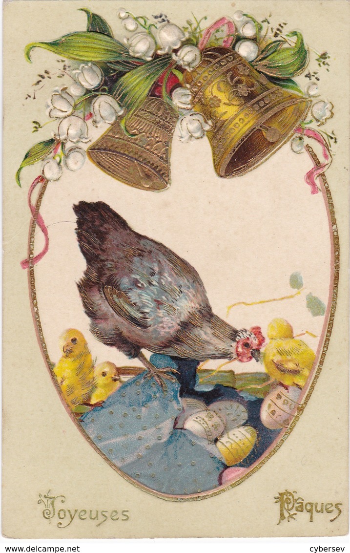 Joyeuses Pâques - Carte Relief - TBE - Ostern