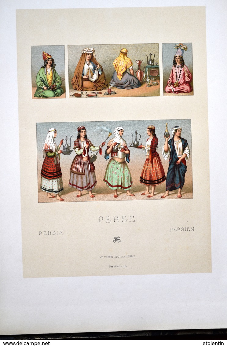 LITHOGRAPHIE URRABIETTA, Imp. FIRMIN DIDOT & Cie - Coiffes, Costumes, De Femmes "PERSE" - Lithografieën