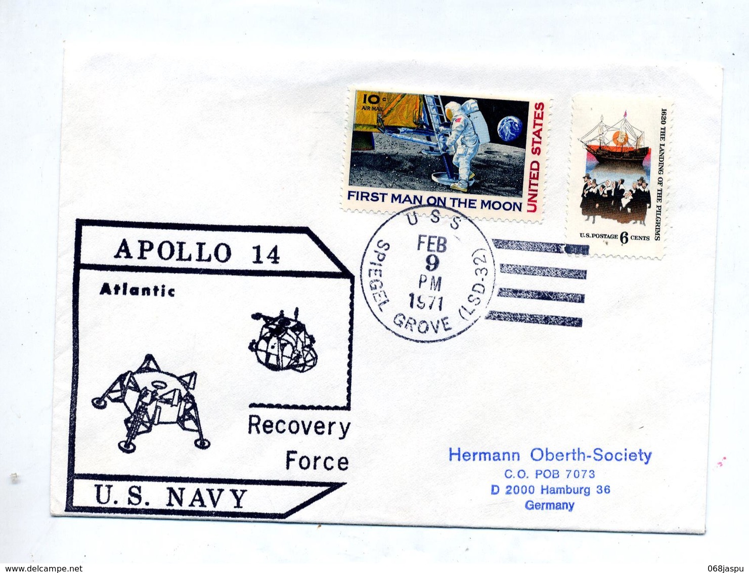 Lettre Cachet Spiegel Grove Apollo 14 - Estados Unidos