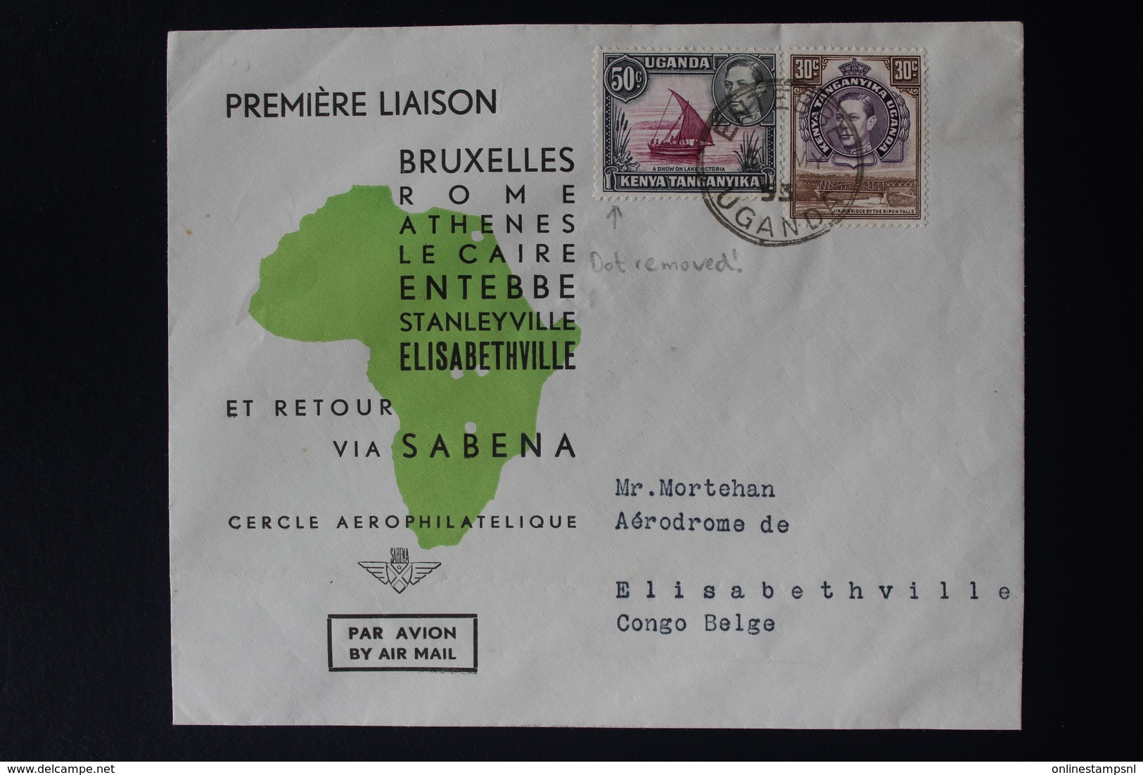 KENYA UGANDA & TANGANYIKA: FIRST FLIGHT COVER ENTEBBE TO CONGO 1953 - Kenya, Oeganda & Tanganyika