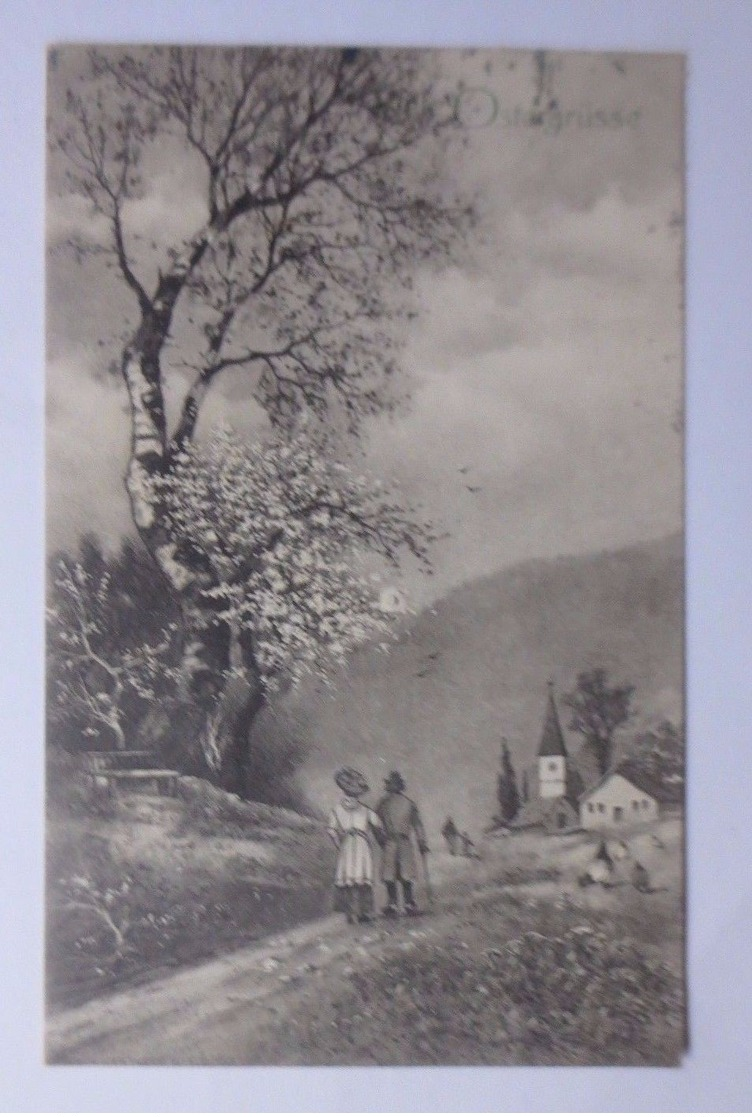 Ostern, Landschaft, Kirche, Männer, Frauen,        1911, Vienne Munk  ♥   - Ostern