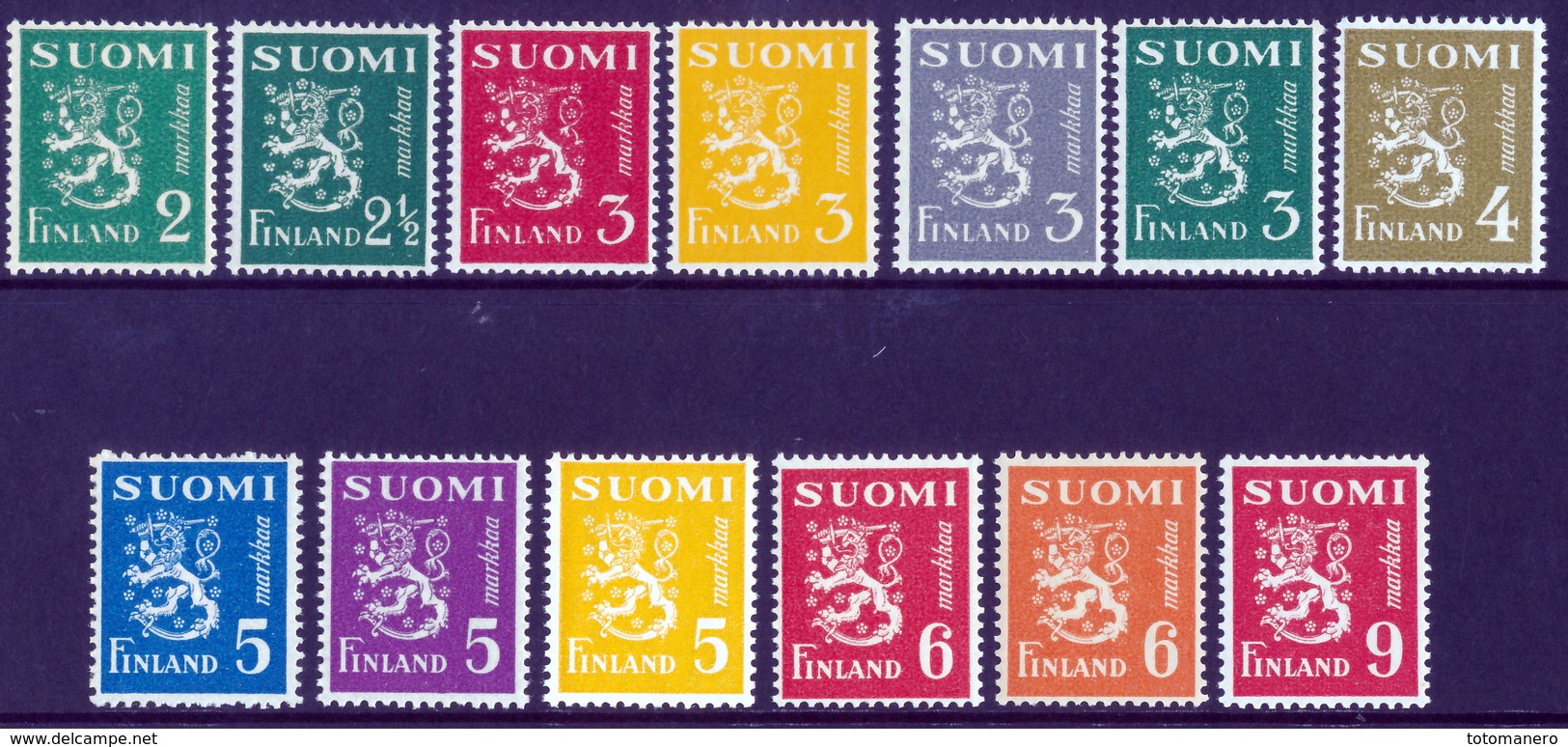FINLAND 1945 Definitive Lions MI 296-311**MNH - Nuovi